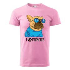 Póló Frenchie mintával - Rózsaszín L méretben ajándéktárgy