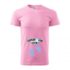  Póló Hamarosan jövök! Fiú mintával - Rózsaszín M méretben ajándéktárgy