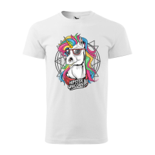  Póló Hipster unicorn mintával - Fehér S méretben ajándéktárgy