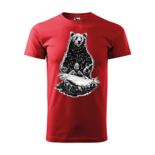  Póló Horgász és a medve mintával - Piros XL méretben ajándéktárgy