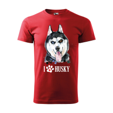  Póló Husky  mintával Piros 3XL egyedi ajándék