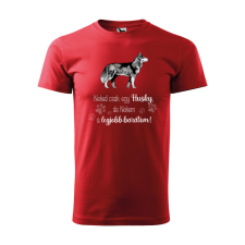  Póló Husky  mintával Piros 4XL egyedi ajándék