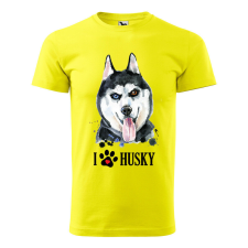 Póló Husky mintával - Sárga L méretben v2 ajándéktárgy