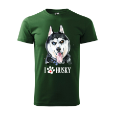 Póló Husky mintával - Zöld XL méretben v2 ajándéktárgy