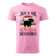 Póló Just a girl who loves dachshunds mintával - Rózsaszín XXXL méretben ajándéktárgy