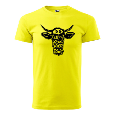 Póló Keep calm and love cows mintával - Sárga XXXL méretben ajándéktárgy