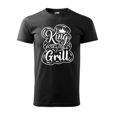  Póló King of the grill  mintával Fekete S egyedi ajándék
