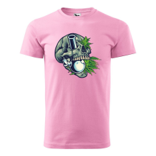  Póló Koponya és canabis mintával - Rózsaszín M méretben ajándéktárgy