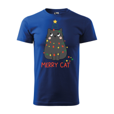  Póló Merry Cat  mintával Kék S egyedi ajándék