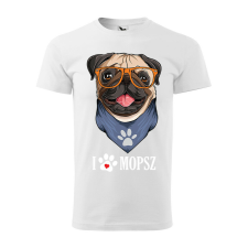 Póló Mopsz mintával - Fehér L méretben v2 ajándéktárgy