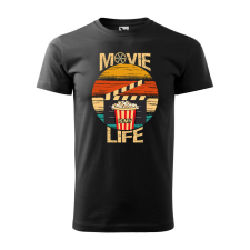 Póló Movie is my life mintával - Fekete L méretben ajándéktárgy