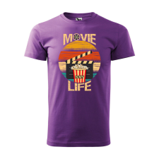 Póló Movie is my life mintával - Lila L méretben ajándéktárgy