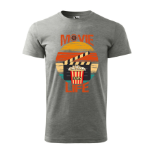 Póló Movie is my life mintával - Szürke L méretben ajándéktárgy