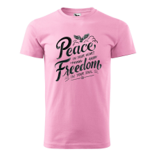 Póló Peace in your heart mintával - Rózsaszín L méretben ajándéktárgy