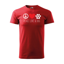 Póló Peace love and dog mintával - Piros L méretben ajándéktárgy