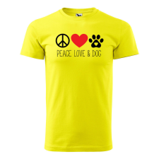 Póló Peace love and dog mintával - Sárga XL méretben ajándéktárgy