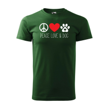 Póló Peace love and dog mintával - Zöld XL méretben ajándéktárgy