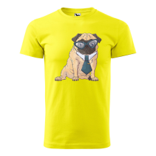  Póló Pug Dog  mintával Sárga 4XL egyedi ajándék