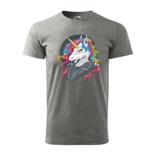Póló Punk unicorn mintával - Szürke S méretben ajándéktárgy