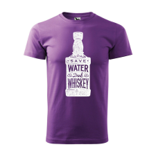 Póló Save water drink whiskey mintával - Lila L méretben ajándéktárgy