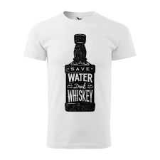  Póló Save water drink whiskey  mintával Magenta 2XL egyedi ajándék
