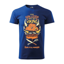 Póló Úgy grillezek mint egy viking mintával - Kék L méretben ajándéktárgy