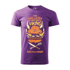 Póló Úgy grillezek mint egy viking mintával - Lila XXXL méretben ajándéktárgy