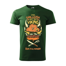Póló Úgy grillezek mint egy viking mintával - Zöld M méretben ajándéktárgy