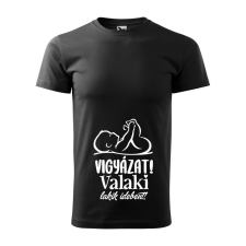 Póló Vigyázat! Valaki lakik idebent! mintával - Fekete M méretben ajándéktárgy