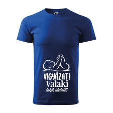 Póló Vigyázat! Valaki lakik idebent! mintával - Kék XL méretben ajándéktárgy
