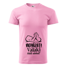 Póló Vigyázat! Valaki lakik idebent! mintával - Rózsaszín XL méretben ajándéktárgy
