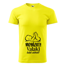  Póló Vigyázat! Valaki lakik idebent! mintával - Sárga L méretben ajándéktárgy