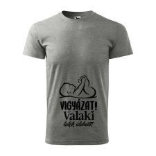 Póló Vigyázat! Valaki lakik idebent! mintával - Szürke XXL méretben ajándéktárgy