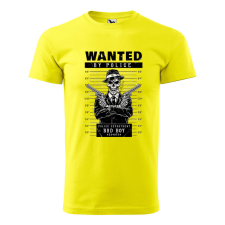  Póló Wanted  mintával Sárga XL egyedi ajándék
