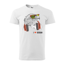  Póló Zenét hallgató sas mintával - Fehér XL méretben ajándéktárgy