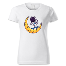 polofun.hu Asztronauta gördeszkázik a holdon női póló