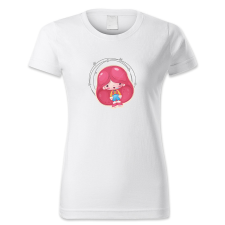 polofun.hu Csinos lány rózsaszín hajjal női póló