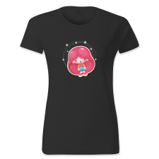 polofun.hu Csinos lány rózsaszín hajjal női póló