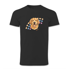 polofun.hu Golden retriever, szívecskés, Muki férfi póló