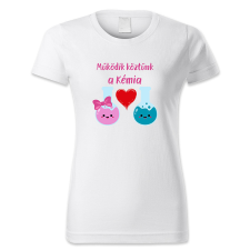 polofun.hu Működik köztünk a kémia, rózsaszín női póló