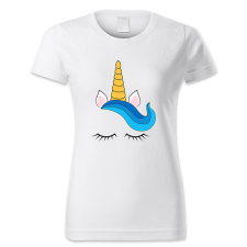 polofun.hu Unikornis fej kék hajjal női póló