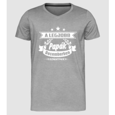 Pólómánia A legjobb papák - December - Férfi Prémium Slim-Fit V nyakú Póló férfi póló