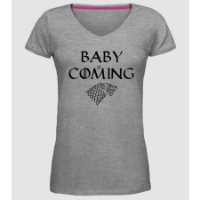 Pólómánia Baby is coming - Női Prémium V-nyakú Póló női póló