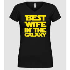 Pólómánia best wife galaxy - Női V nyakú Póló női póló