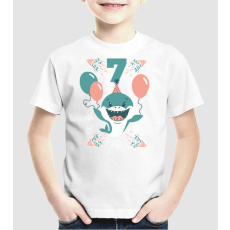 Pólómánia Birthday Shark 7 éves szülinapra cuki cápa - Uniszex Gyerek Póló