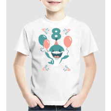 Pólómánia Birthday Shark 8 éves szülinapra cuki cápa - Uniszex Gyerek Póló