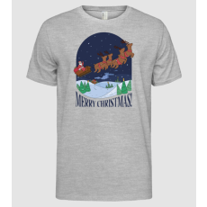 Pólómánia Boldog Karácsonyt Mikulás Rénszarvasokkal - Férfi Alap póló