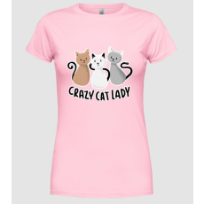 Pólómánia Crazy Cat Lady - Őrült Cicás Csaj - Női Kerek nyakú Póló