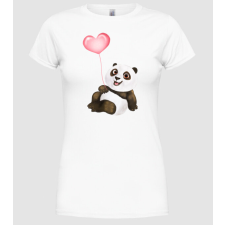 Pólómánia Cute panda with heart - Női Kerek nyakú Póló női póló