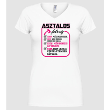 Pólómánia Feleség asztalos pink - Női V-nyakú Póló női póló